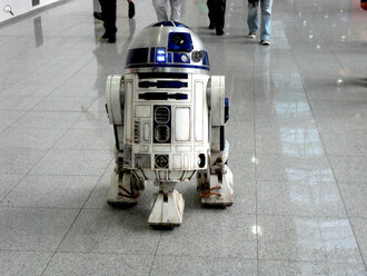 Bild: Roboter R2-D2 (ausgesprochen er-zwo-de-zwo) aus dem Film "Krieg der Sterne" (engl. Star Wars)