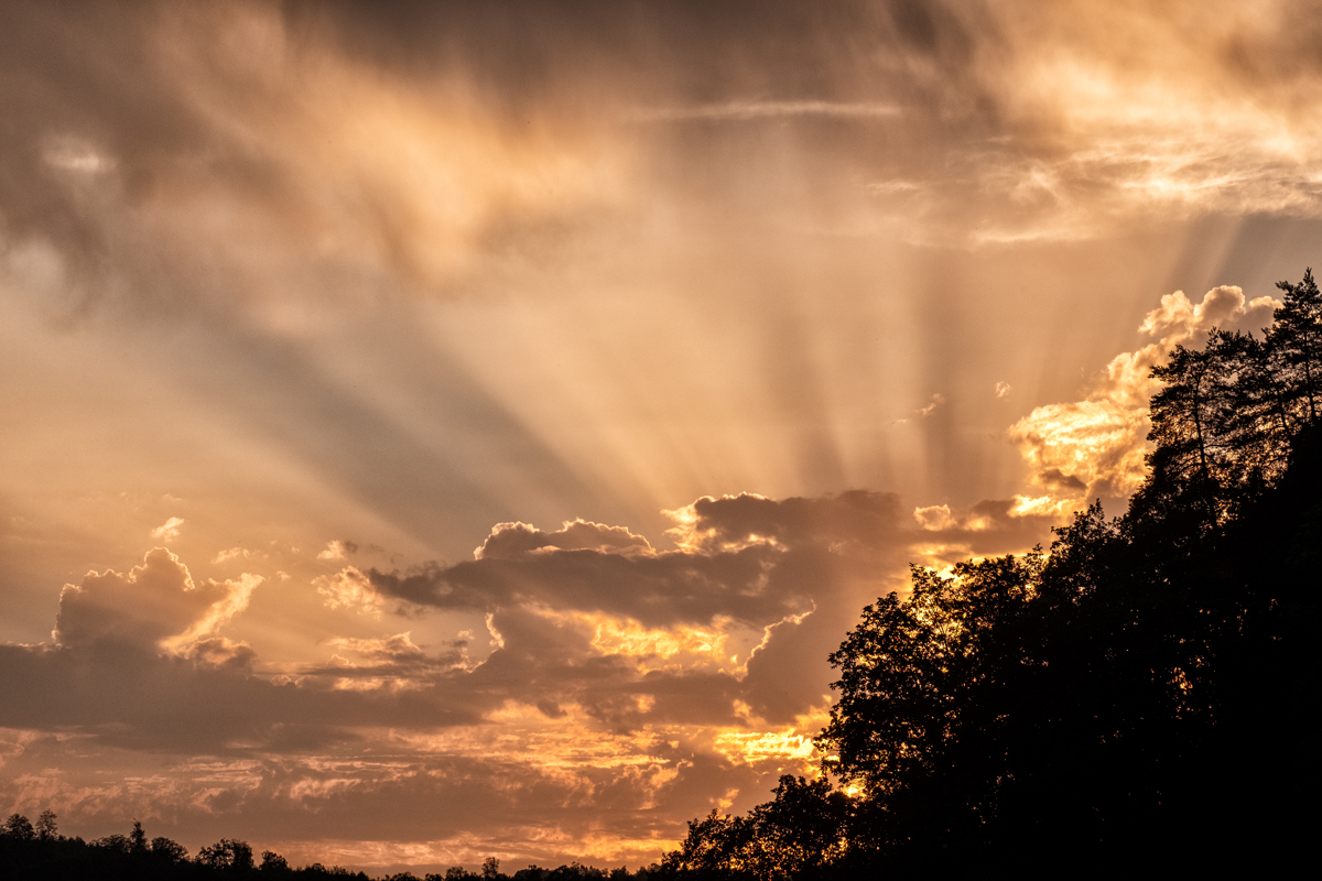 Bild: Sonnenstrahlen am Abendhimmel